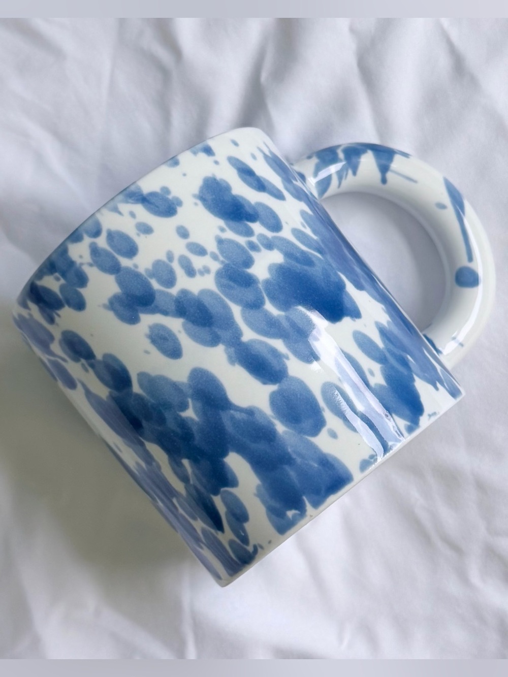 Brand New Room Essentials Stoneware Blue & White Speckled Ceramic Art Coffee Mug